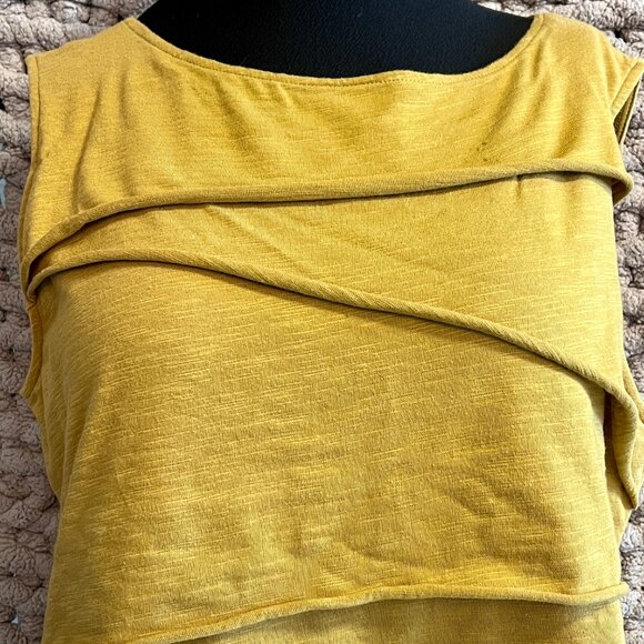 Yellow tank top Layered tank Tiered tank top Mustard yellow top Sleeveless top C - Picture 2 of 6